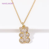 18K Bear Necklace Pave Zircon Gift Jewelry