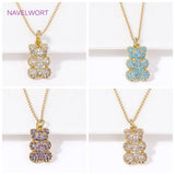 18K Bear Necklace Pave Zircon Gift Jewelry