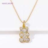 18K Bear Necklace Pave Zircon Gift Jewelry