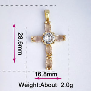 Cross Pendant Charms Micro Paved Zircon DIY Necklaces Keychain