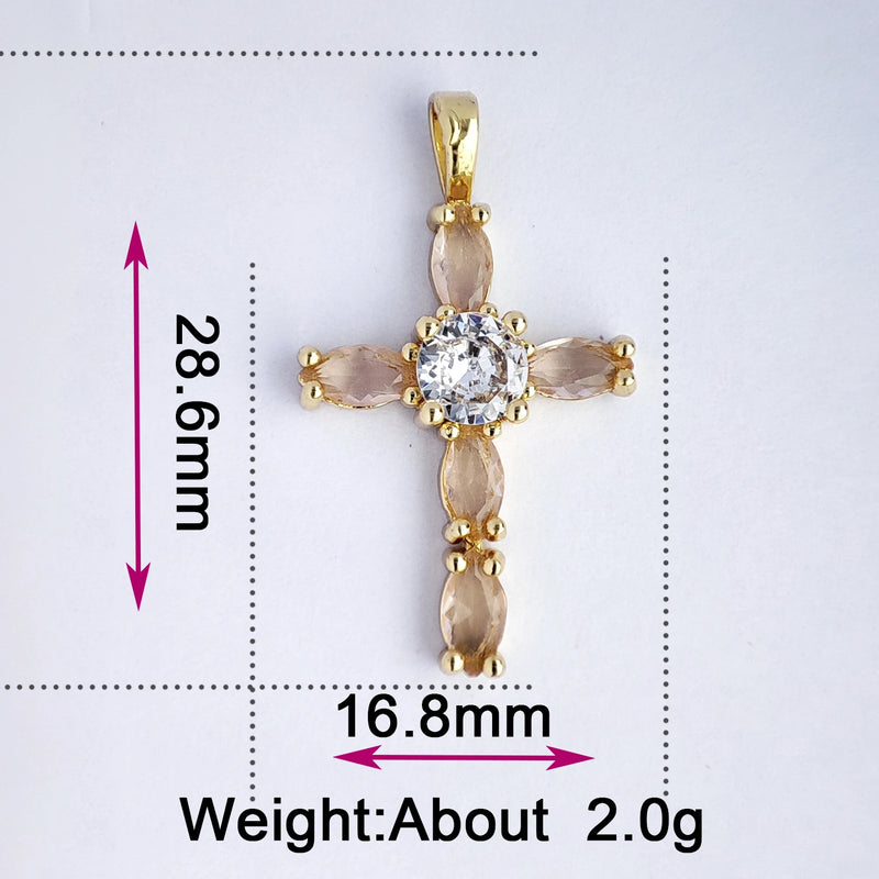 Cross Pendant Charms Micro Paved Zircon DIY Necklaces Keychain