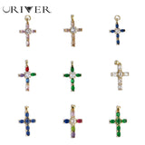 Cross Pendant Charms Micro Paved Zircon DIY Necklaces Keychain