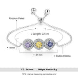 Custom Birthstone Bracelets & Bangles Clear CZ Paved Bracelet Gift for Women