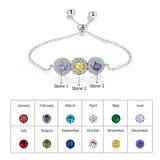 Custom Birthstone Bracelets & Bangles Clear CZ Paved Bracelet Gift for Women
