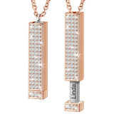 Personalized 3D Bar Necklace with Crystal Pendant