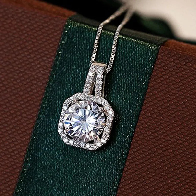 Pink Diamond Pendant Necklace 925 Sterling Silver Chain Fine Jewelry