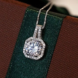 Pink Diamond Pendant Necklace 925 Sterling Silver Chain Fine Jewelry