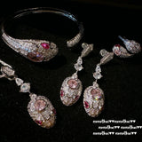 Pink CZ Snake Jewelry Set 925 Silver for Women