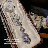 Pink CZ Snake Jewelry Set 925 Silver for Women