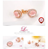 Pink Quartz 14k Rose Stud Earrings Romantic Female Jewelry