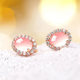 Pink Quartz 14k Rose Stud Earrings Romantic Female Jewelry
