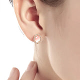 Pink Quartz 14k Rose Stud Earrings Romantic Female Jewelry