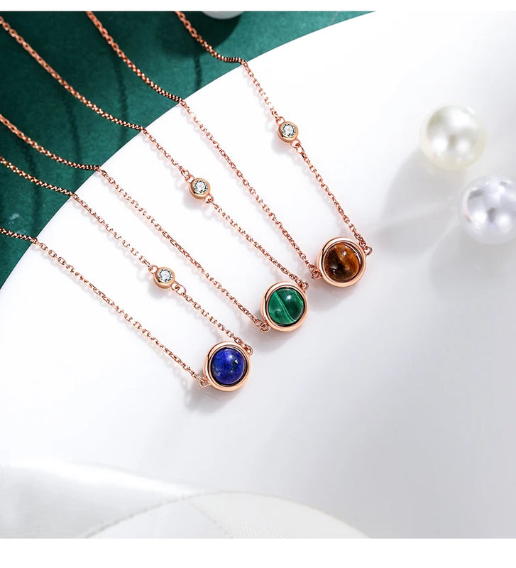Planet Necklace Women's Sterling Silver Gem stones Necklace Pendant Jewelry