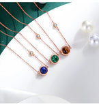 Planet Necklace Women's Sterling Silver Gem stones Necklace Pendant Jewelry
