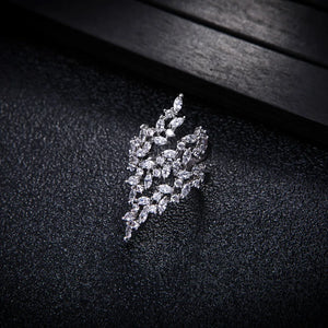 Flower Shape Adjustable CZ Ring for Women