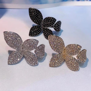 Flower Shape Adjustable CZ Engagement Ring