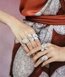 Flower Shape Adjustable CZ Engagement Ring