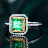 Green Gem Bride Ring Multicolor Crystal Zircon Cocktail Party Women Ring