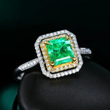 Green Gem Ring Multicolor Crystal Zircon Cocktail Party Women Ring