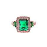 Green Zircon Rose Cocktail Party Women Ring Bridal Wedding Band