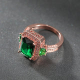 Green Zircon Rose Cocktail Party Women Ring Bridal Wedding Band