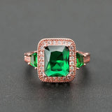 Green Zircon Rose Cocktail Party Women Ring Bridal Wedding Band