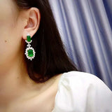 Green Crystal Emerald Drop Earrings Party Dress Jewelry