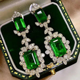 Green Crystal Emerald Drop Earrings Party Dress Jewelry