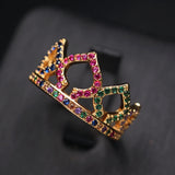 Colorful CZ Princess Queen Crown Ring for Women