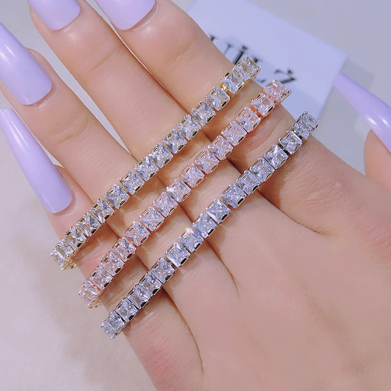 Princess Silver Bracelet Bangle CZ Tennis Bracelet