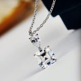 Princess Square CZ Pendant Necklace White Green Yellow Pink Wedding Jewelry