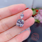 Princess Square CZ Pendant Necklace White Green Yellow Pink Wedding Jewelry
