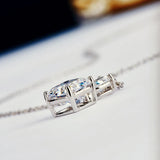 Princess Square CZ Pendant Necklace White Green Yellow Pink Wedding Jewelry