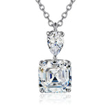 Princess Square CZ Pendant Necklace White Green Yellow Pink Wedding Jewelry