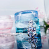 Princess Square CZ Pendant Necklace White Green Yellow Pink Wedding Jewelry