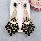 Red Ruby Crystal Chandelier Dangle Earrings for Women