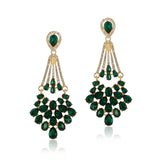 Red Ruby Crystal Chandelier Dangle Earrings for Women