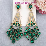 Red Ruby Crystal Chandelier Dangle Earrings for Women