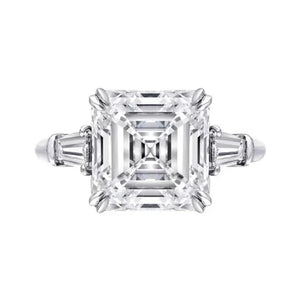 Asscher Cut CZ Promise Ring Silver 6ct Stone Engagement Wedding Band