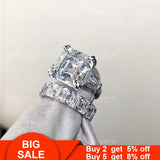 Asscher Cut CZ Promise Ring Silver 6ct Stone Engagement Wedding Band