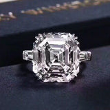 Asscher Cut CZ Promise Ring Silver 6ct Stone Engagement Wedding Band