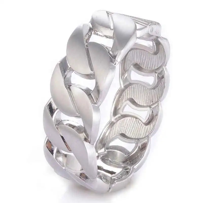 Gold-color Rhodium Cuff Wristband Bracelet for Women