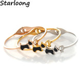Dog & Bone Rhinestone Beads Cuff Stainless Steel Wristband Bangles Bracelets