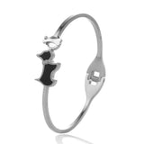 Dog & Bone Rhinestone Beads Cuff Stainless Steel Wristband Bangles Bracelets