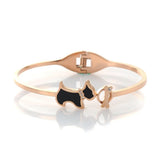 Dog & Bone Rhinestone Beads Cuff Stainless Steel Wristband Bangles Bracelets