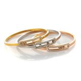 Rhinestone Love Cuff Bangle Stainless Steel Bracelet