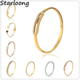 Rhinestone Love Cuff Bangle Stainless Steel Bracelet