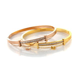 Rhinestone Love Cuff Bangle Stainless Steel Bracelet