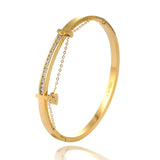 Rhinestone Love Cuff Bangle Stainless Steel Bracelet