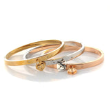 Heart Lock Love Rhinestone Bead Cuff Stainless Steel Bangles Bracelet
